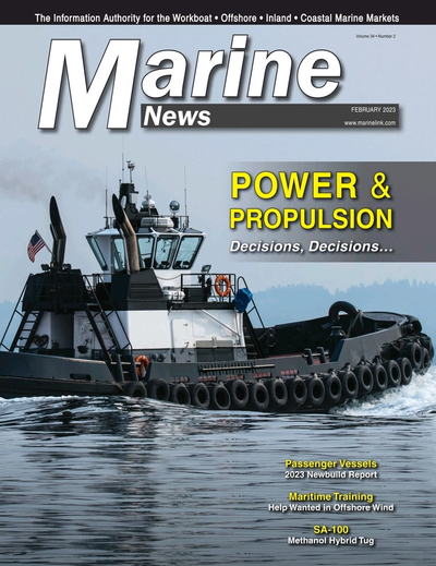 Cover of February 2023 issue of Marine News Magazine