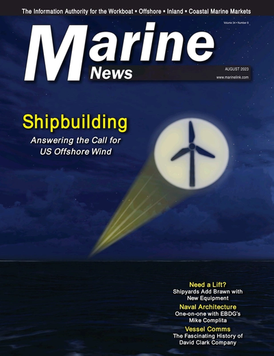 Cover of August 2023 issue of Marine News Magazine