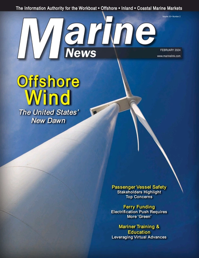 Cover of February 2024 issue of Marine News Magazine