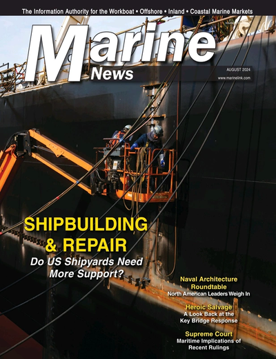 Cover of August 2024 issue of Marine News Magazine