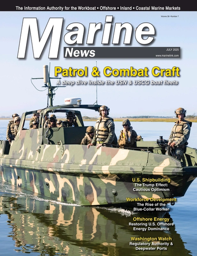 Cover of July 2025 issue of Marine News Magazine