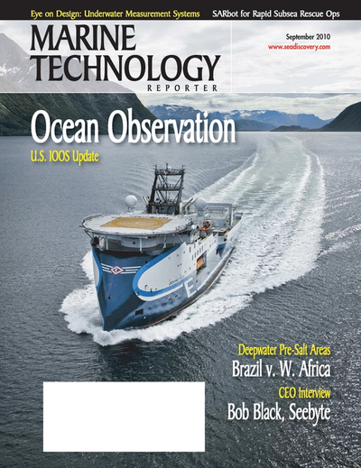 Cover of September 2010 issue of Marine Technology Reporter Magazine