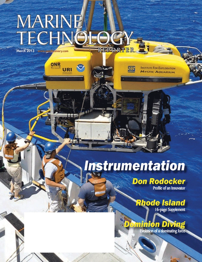 Cover of March 2013 issue of Marine Technology Reporter Magazine