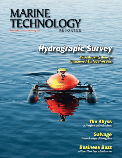 Cover of May 2013 issue of Marine Technology Reporter Magazine