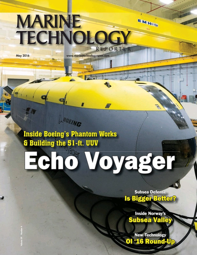 Cover of May 2016 issue of Marine Technology Reporter Magazine