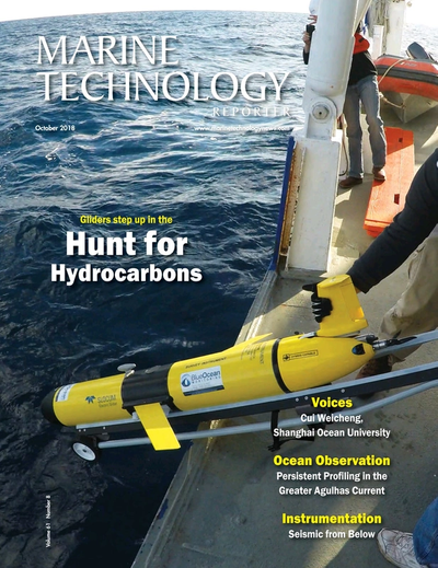 Cover of October 2018 issue of Marine Technology Reporter Magazine