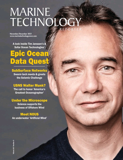 Cover of November 2021 issue of Marine Technology Reporter Magazine