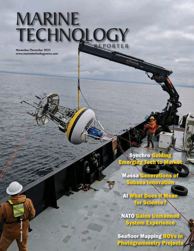Cover of November 2023 issue of Marine Technology Reporter Magazine