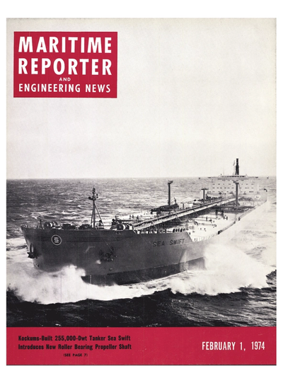 Cover of February 1974 issue of Maritime Reporter and Engineering News Magazine