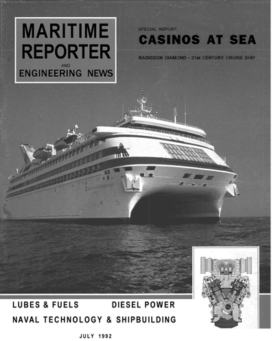 Cover of July 1992 issue of Maritime Reporter and Engineering News Magazine