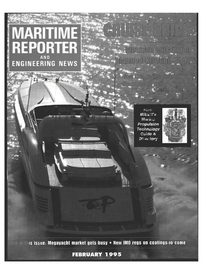 Cover of February 1995 issue of Maritime Reporter and Engineering News Magazine