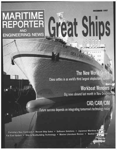 Cover of December 1997 issue of Maritime Reporter and Engineering News Magazine