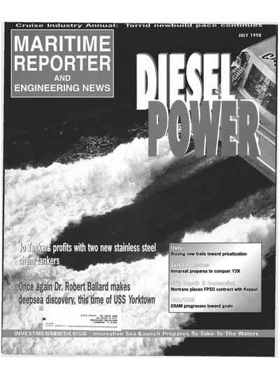 Cover of July 1998 issue of Maritime Reporter and Engineering News Magazine