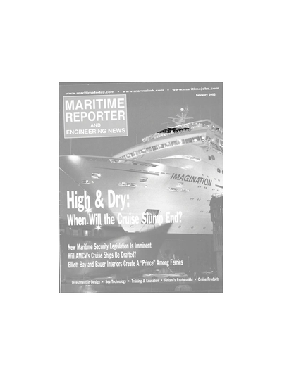 Cover of February 2002 issue of Maritime Reporter and Engineering News Magazine