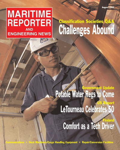Cover of August 2005 issue of Maritime Reporter and Engineering News Magazine