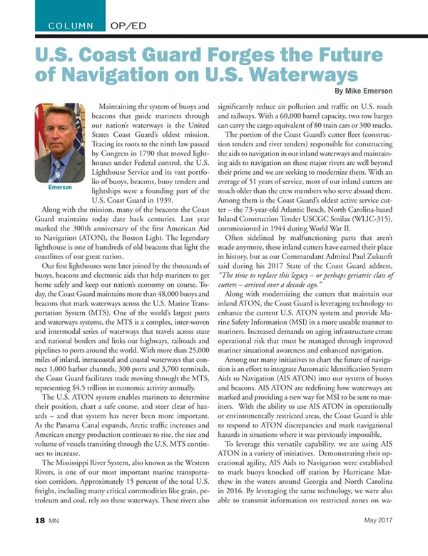 Marine News Magazine, page 18,  May 2017