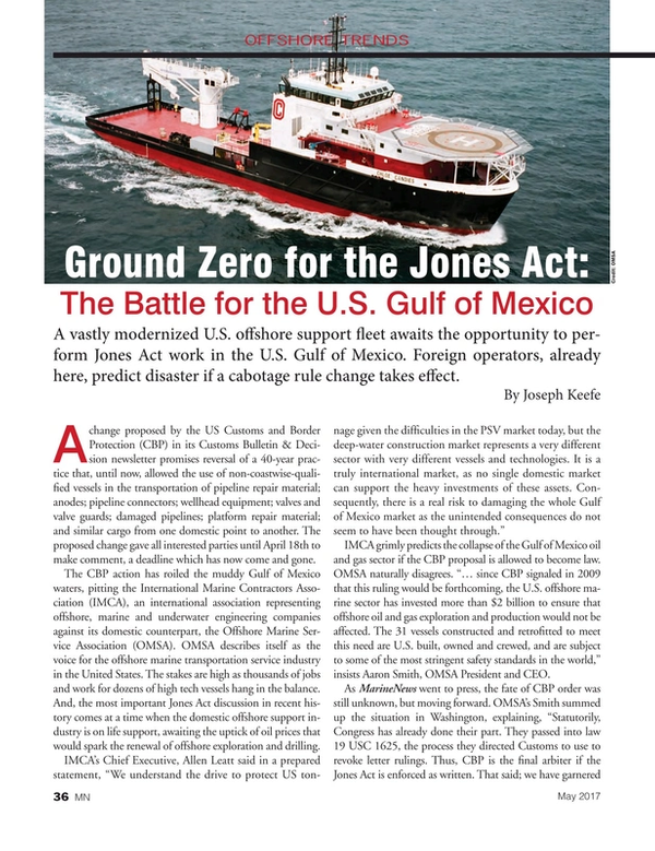 Marine News Magazine, page 36,  May 2017