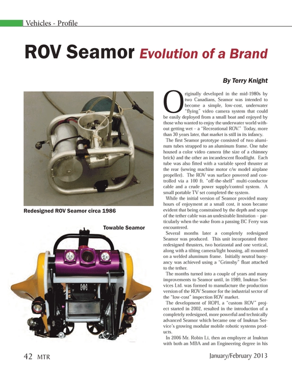 Marine Technology Magazine, page 42,  Jan 2013
