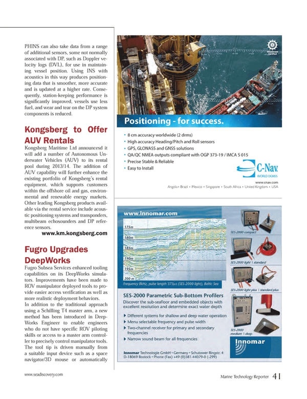 Marine Technology Magazine, page 41,  May 2013