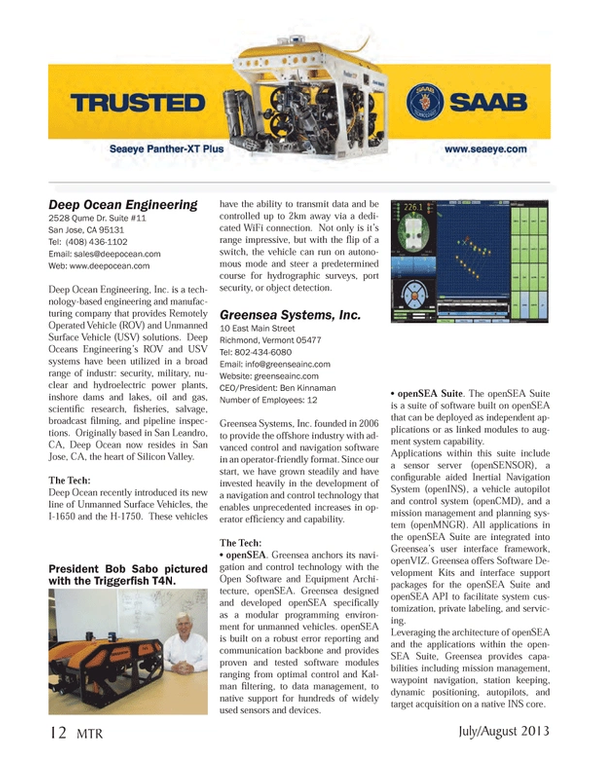 Marine Technology Magazine, page 12,  Jul 2013