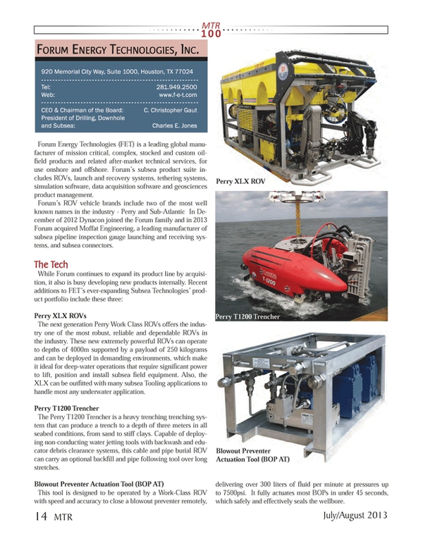 Marine Technology Magazine, page 14,  Jul 2013