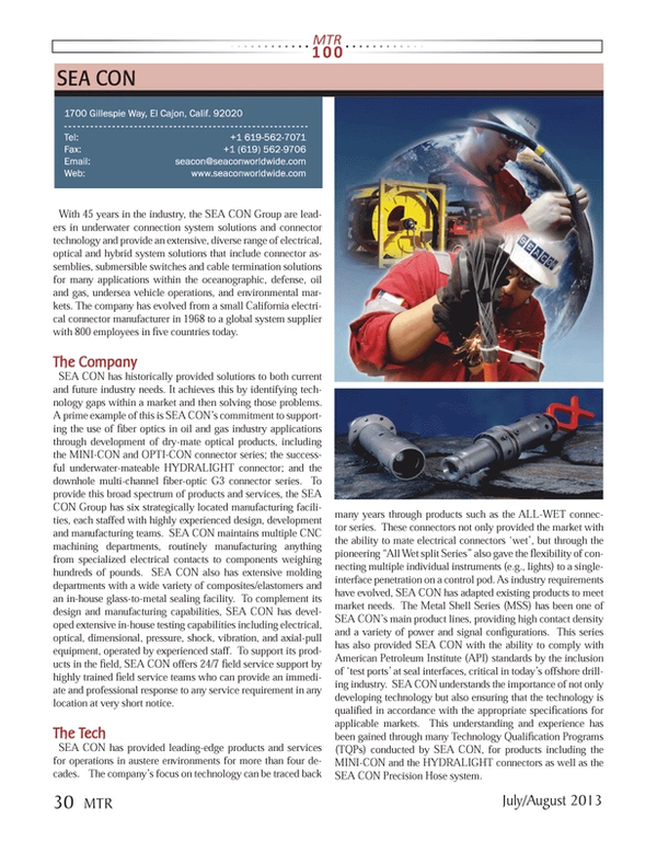 Marine Technology Magazine, page 30,  Jul 2013