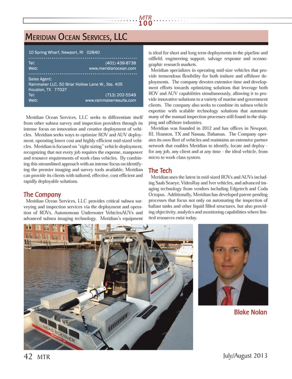 Marine Technology Magazine, page 42,  Jul 2013