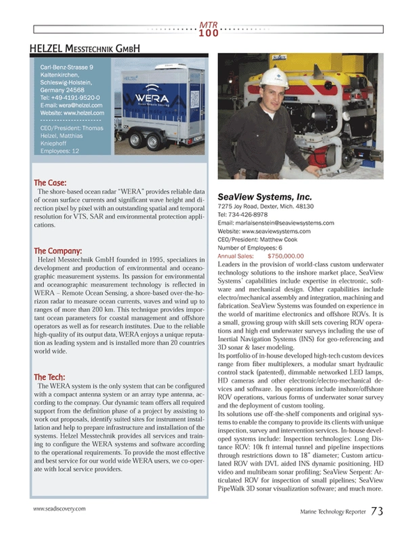 Marine Technology Magazine, page 73,  Jul 2013