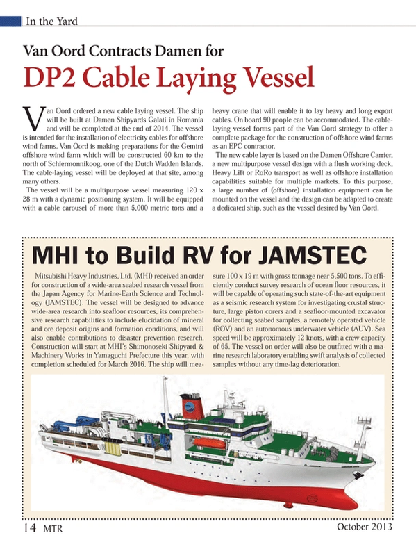 Marine Technology Magazine, page 14,  Oct 2013