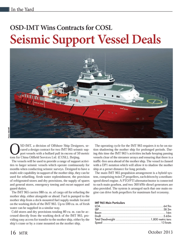Marine Technology Magazine, page 16,  Oct 2013