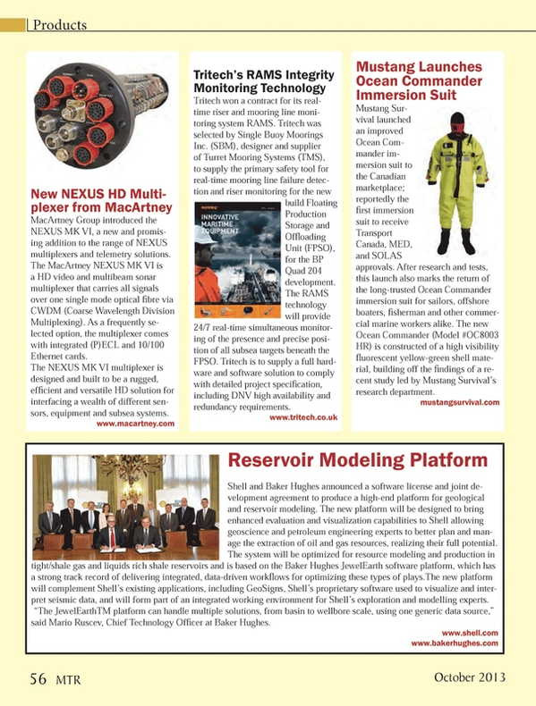 Marine Technology Magazine, page 56,  Oct 2013
