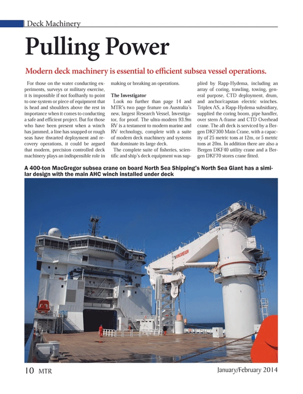 Marine Technology Magazine, page 10,  Jan 2014