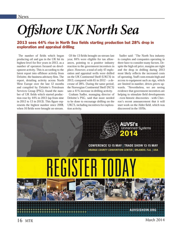 Marine Technology Magazine, page 16,  Mar 2014