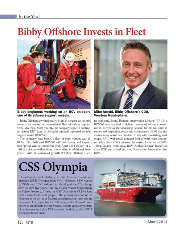 Marine Technology Magazine, page 18,  Mar 2014