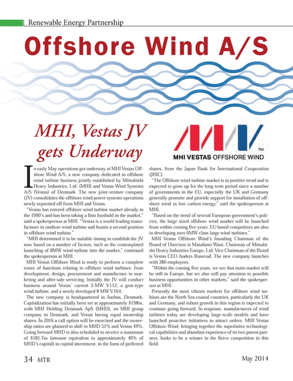 Marine Technology Magazine, page 34,  May 2014