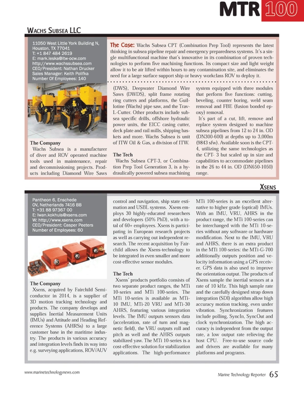 Marine Technology Magazine, page 65,  Jul 2014