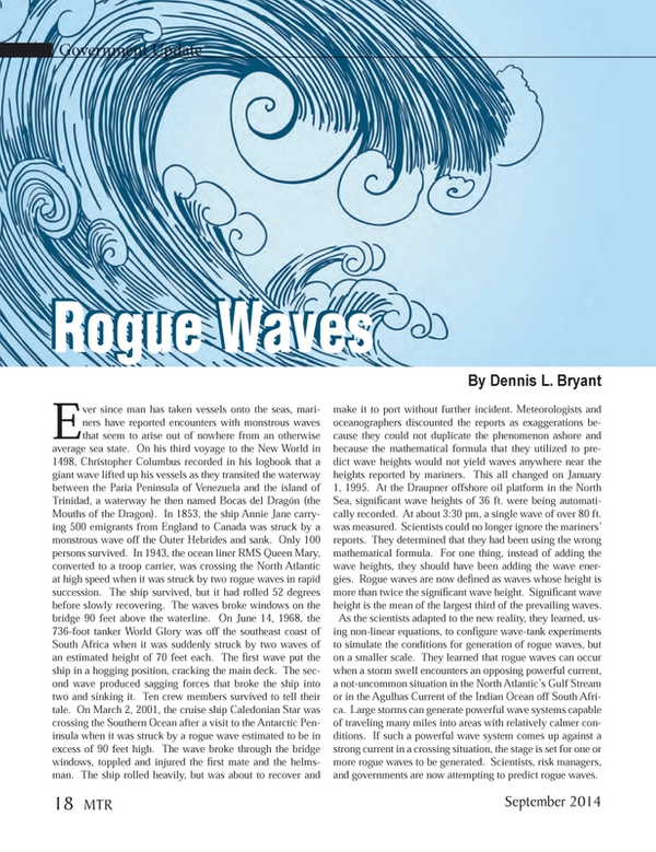 Marine Technology Magazine, page 18,  Sep 2014