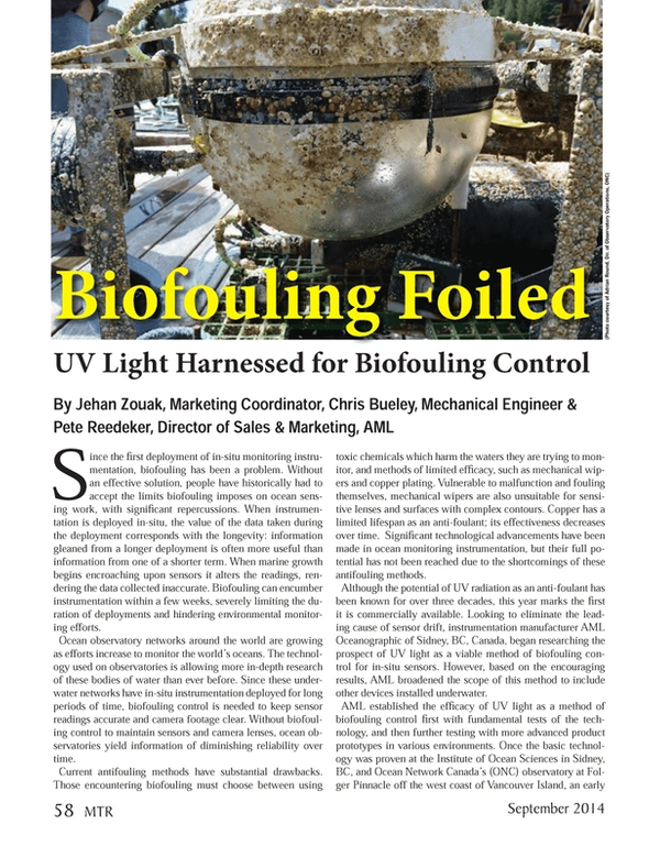 Marine Technology Magazine, page 58,  Sep 2014
