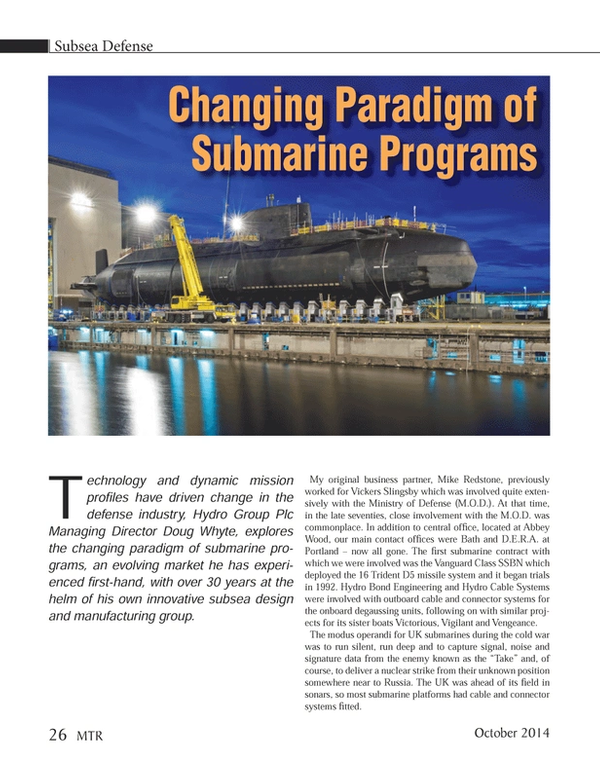 Marine Technology Magazine, page 26,  Oct 2014