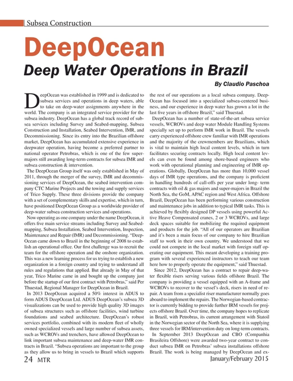Marine Technology Magazine, page 24,  Jan 2015