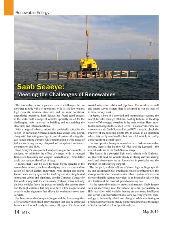 Marine Technology Magazine, page 14,  May 2016