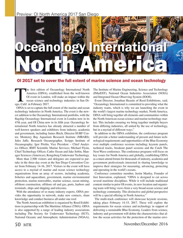 Marine Technology Magazine, page 50,  Nov 2016