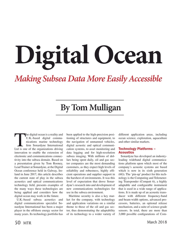 Marine Technology Magazine, page 50,  Mar 2018