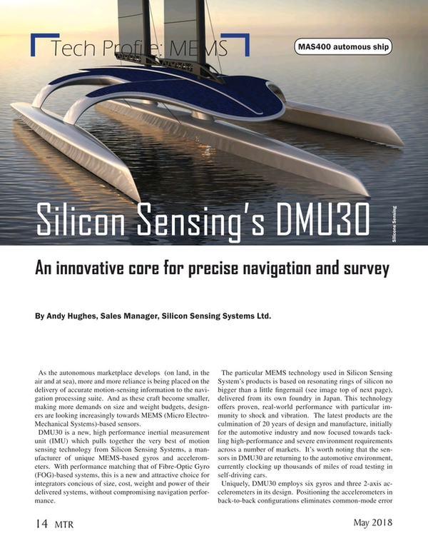 Marine Technology Magazine, page 14,  May 2018