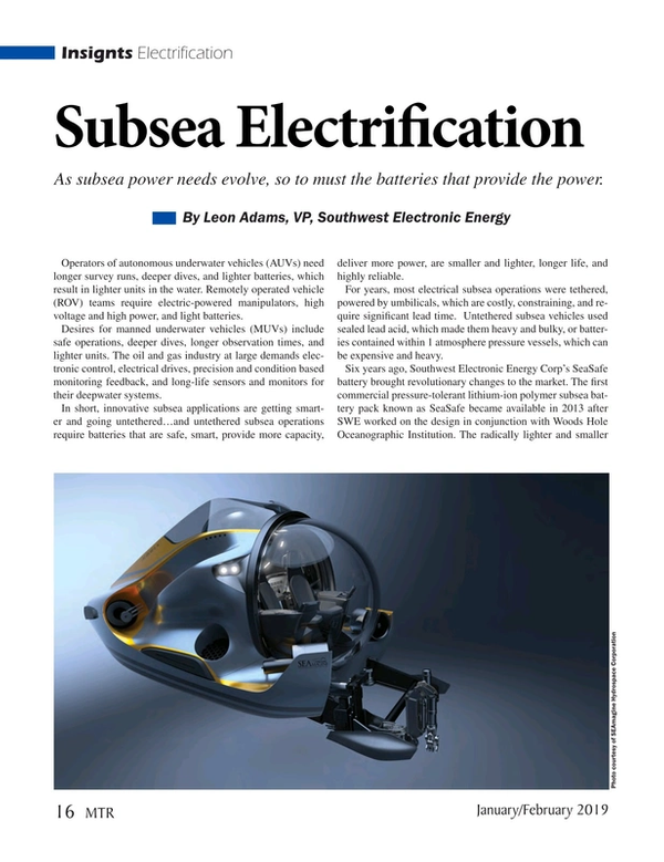 Marine Technology Magazine, page 16,  Jan 2019