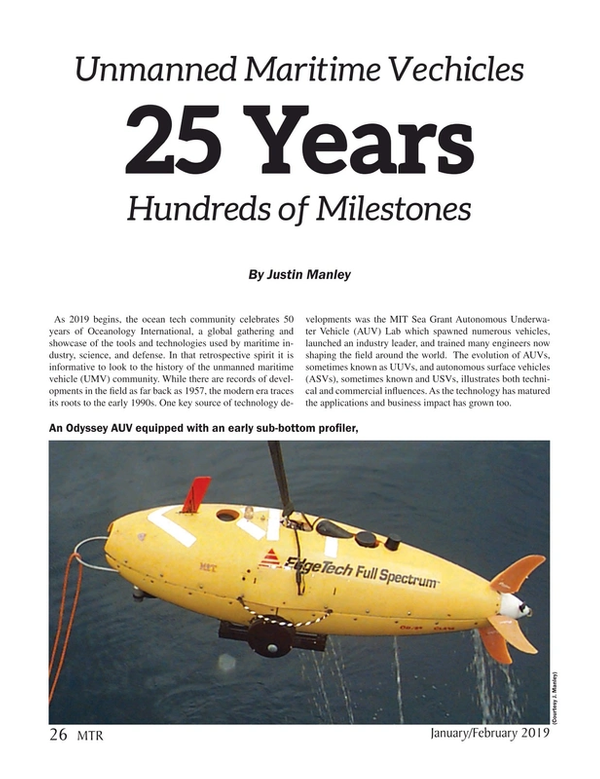 Marine Technology Magazine, page 26,  Jan 2019