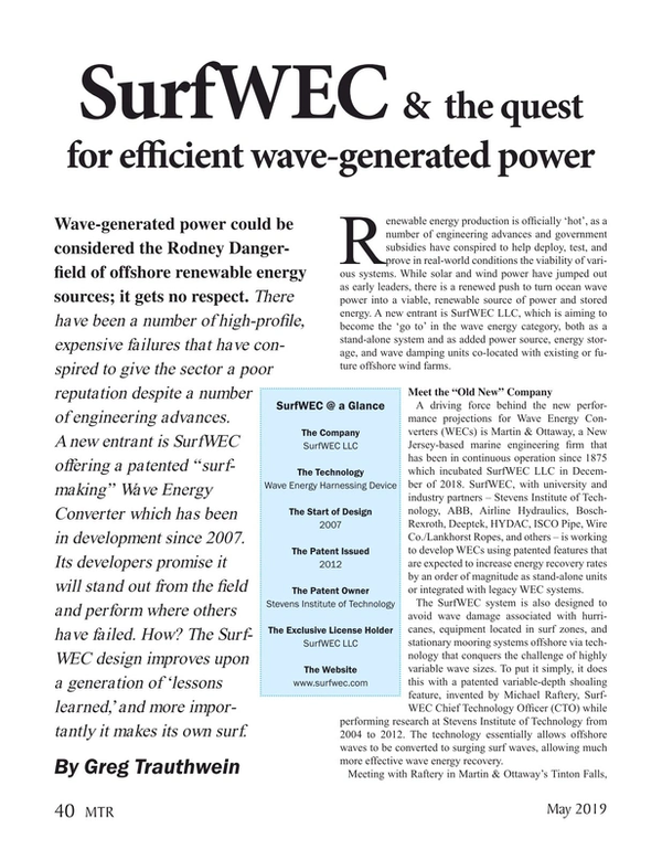 Marine Technology Magazine, page 40,  May 2019