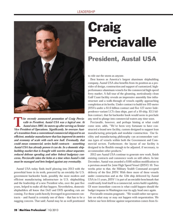Maritime Logistics Professional Magazine, page 28,  Q1 2013