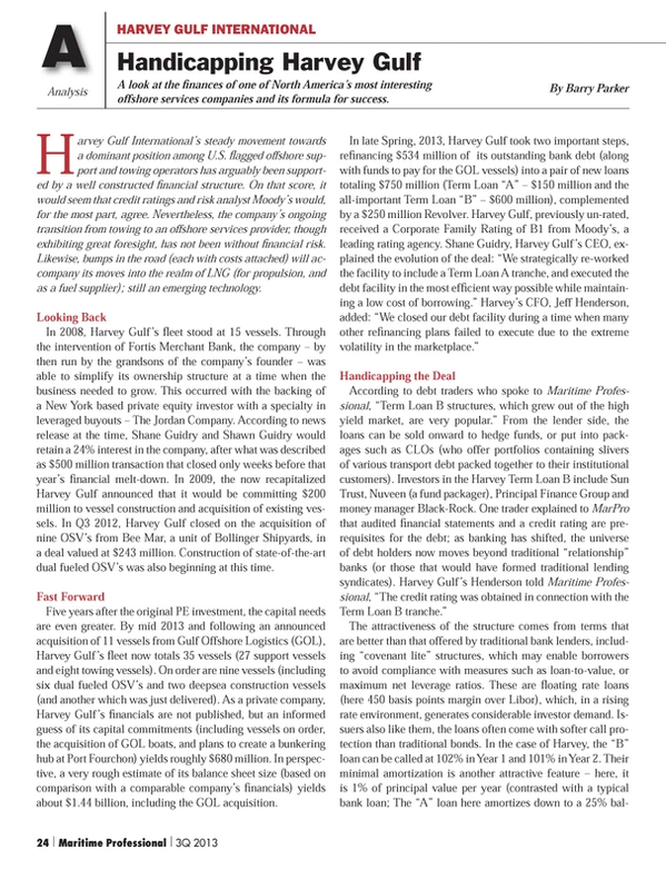 Maritime Logistics Professional Magazine, page 24,  Q3 2013