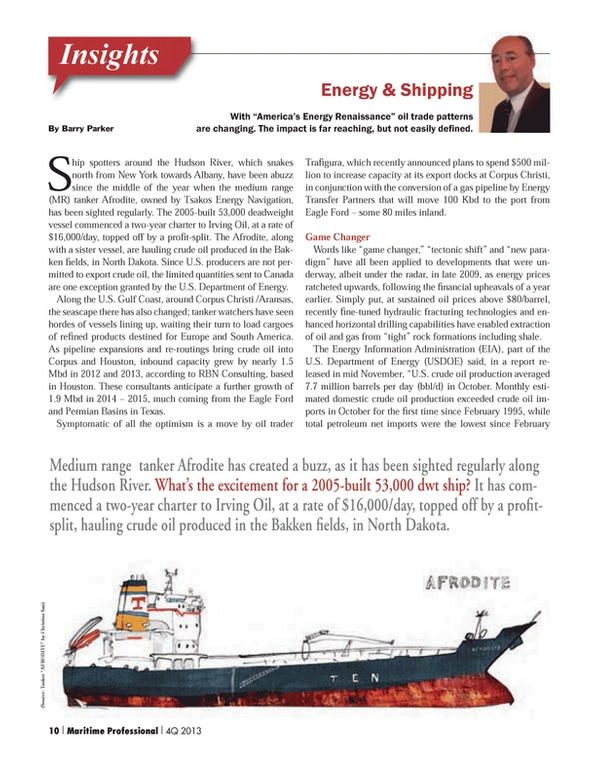 Maritime Logistics Professional Magazine, page 10,  Q4 2013